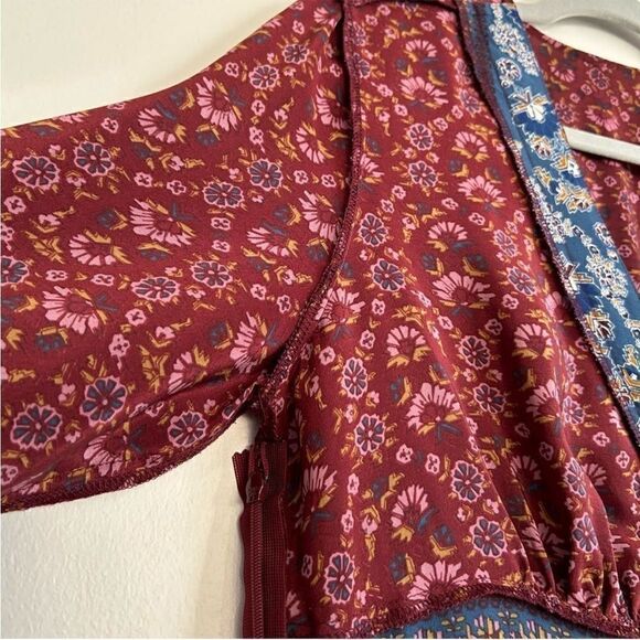 Sea Burgundy and Blue Silk Floral Dress - Picture 9 of 16